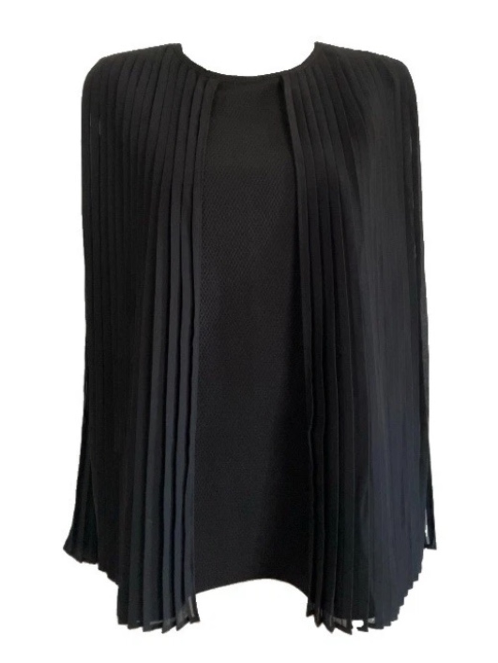 Gracia Black S Micro Pleating Cape Blouse Sleeveless Whimsy Goth Dressy Elegant